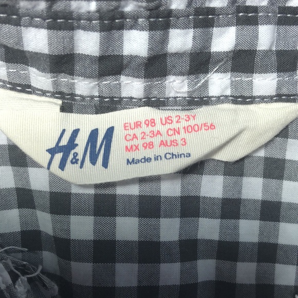 H&M button-Up Short Sleeves Kids Black/White Checkered - Picture 3 of 3